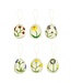 Set of 6 felt Easter eggs hangers Wild Flowers 5x4cm