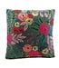 Only Natural Sierkussen velours grijs gehaakte bloemen 45x45 cm