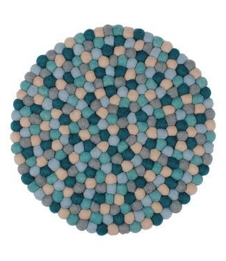 SjaalmetVerhaal Felt coaster 40 cm Beach - blue shades - D 40 cm