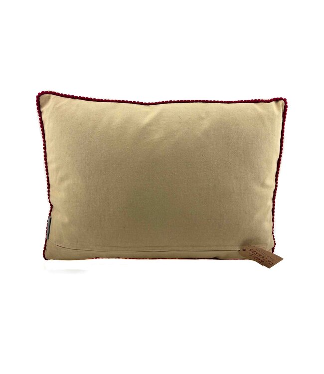 Sierkussen velours met geborduurde bloementuin 40x60 cm - beige