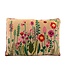 Only Natural Sierkussen velours met geborduurde bloementuin 40x60 cm - beige