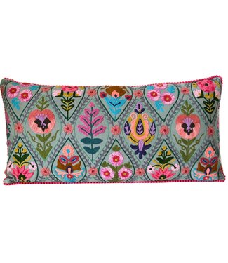 Only Natural Blue design cushion with flower embroidery - 30-60 cm