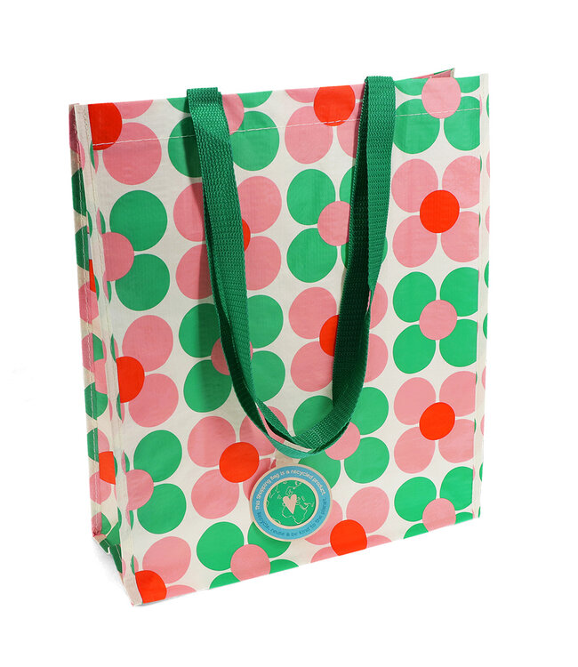 Shopper recycled plastic retro 40x34cm Daisy - green pink