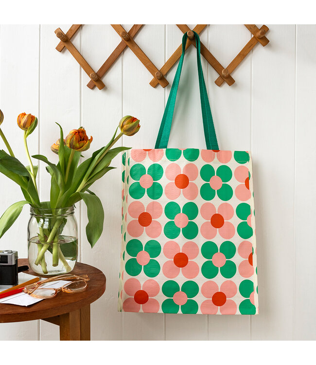 Shopper recycled plastic retro 40x34cm Daisy - green pink