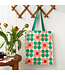 Shopper recycled plastic retro 40x34cm Daisy - green pink
