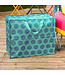 Big storage bag recycled plastic 55cm - turquoise with blue spots