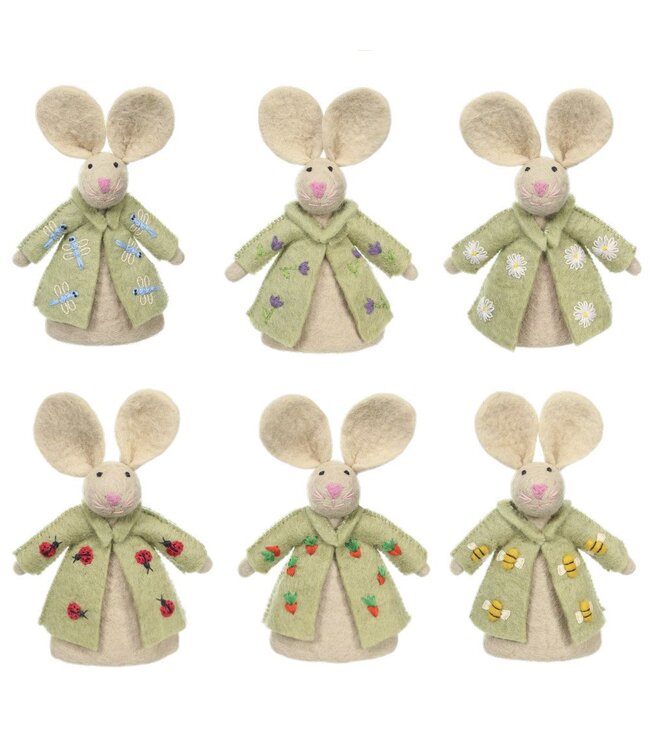 Felt egg warmer - Easter decoration - bunny with flowercoat