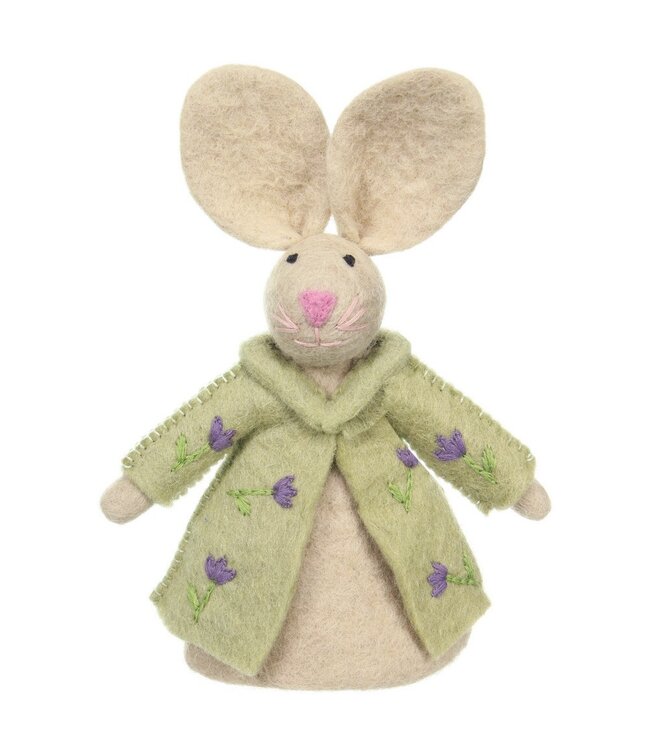 Felt egg warmer - Easter decoration - bunny with flowercoat