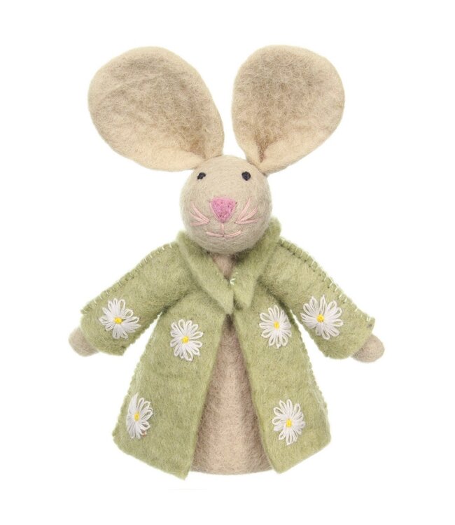 Felt egg warmer - Easter decoration - bunny with flowercoat