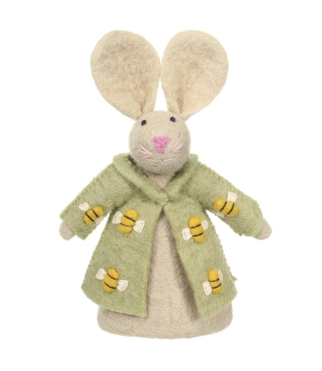Felt egg warmer - Easter decoration - bunny with flowercoat