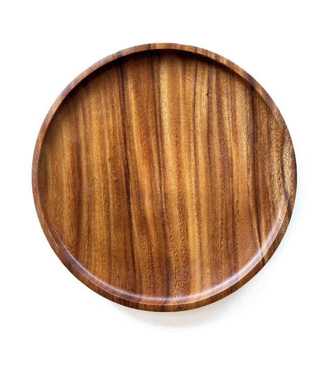 Wooden plate 25 cm round with border