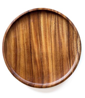Kinta Houten bord 30 cm naturel rond met rand