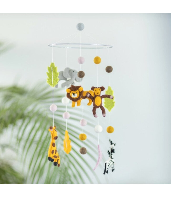 Felt mobile Africa animals - H 55 x D20 cm