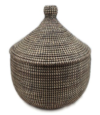 Teranga Rieten tajine mand met deksel zwart