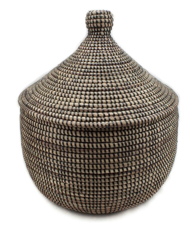 Straw tajine basket with lid - black 35cm