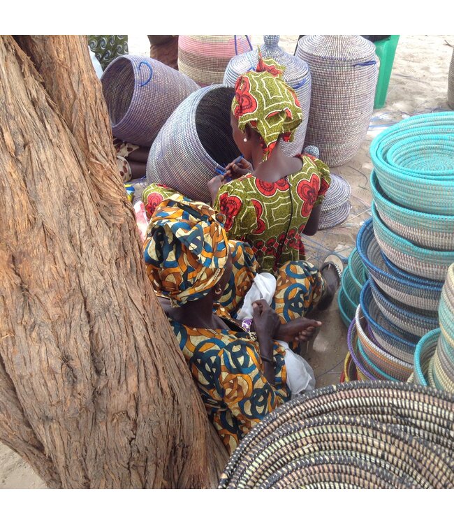 Straw tajine basket with lid - black 35cm