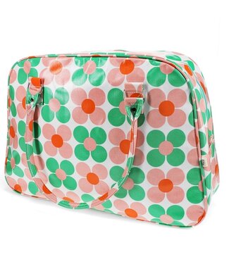 Rex London Weekendtas van tafelzeil - Daisies - roze-groen