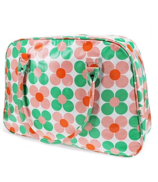 Weekend bag oilcloth - Daisy pink-green