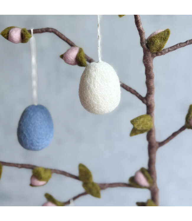 Set of 6 felt pastel coloured Earter eggs hangers 4x3cm