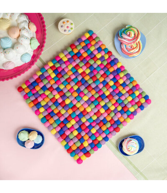 Felt coaster squared multicolour 40x40 cm
