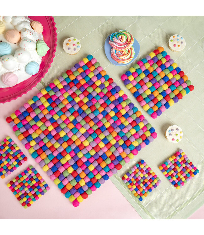 Felt coaster squared multicolour 40x40 cm