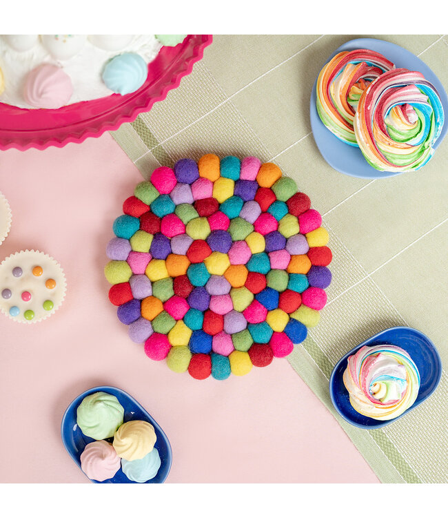 Onderzetter vilt rond multicolour fel - D20 cm