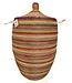 Teranga Straw basket with lid traditional shape multi stripes - Large