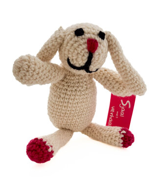 SjaalmetVerhaal Cuddle rabbit white wool crochet - 27cm