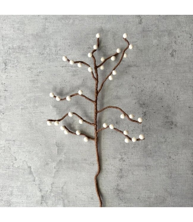 Vilten bloesem in knop - wit - 50 cm