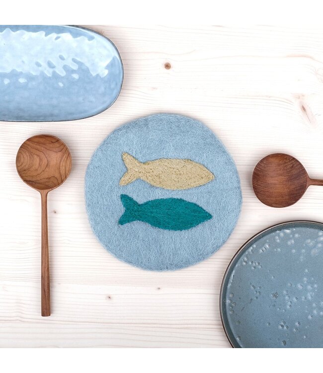 Coaster 20 cm round Beachlife with fish