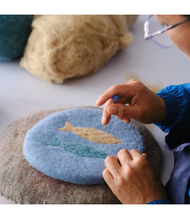 Coaster 20 cm round Beachlife with fish