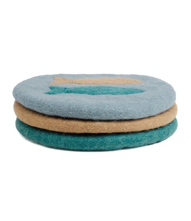Coaster 20 cm round Beachlife with fish