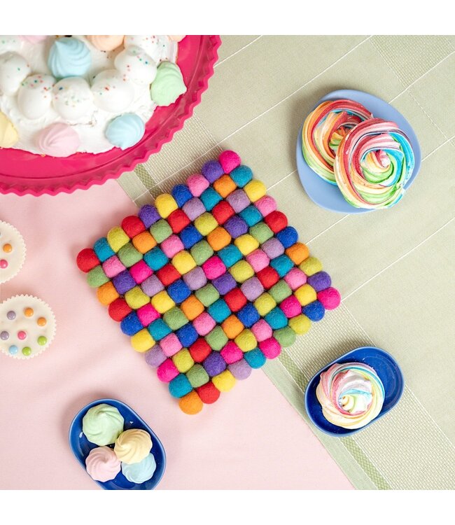 Felt coaster squared multicolour 20x20 cm - bright