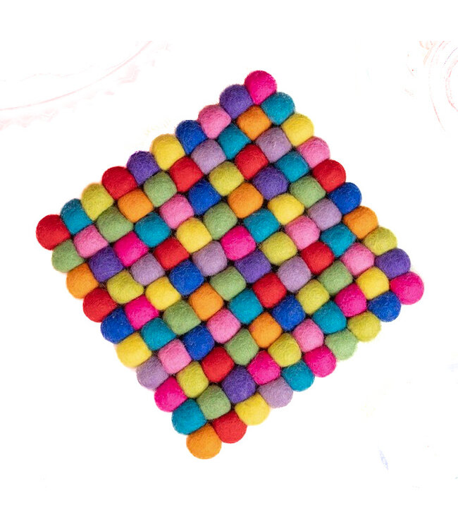 Felt coaster squared multicolour 20x20 cm - bright