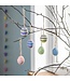 Set van 6 vilten hangers - Paaseieren pastel streep -stip 4x3cm