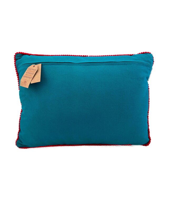 Sierkussen geborduurd Bloementuin VIII 35x50cm groen