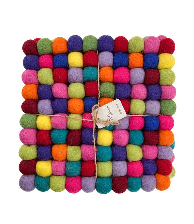 Felt coaster squared multicolour 20x20 cm - bright