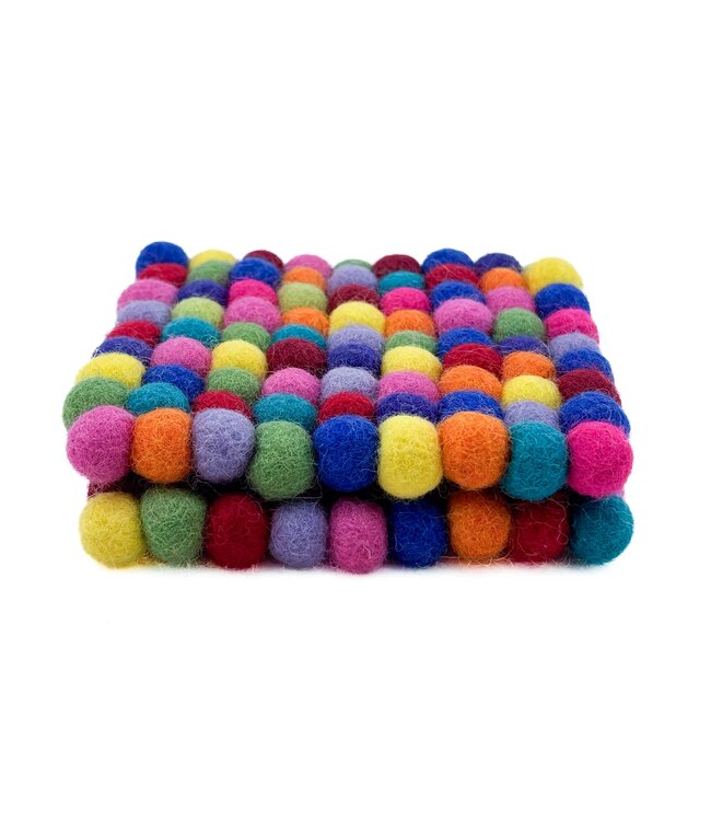 Felt coaster 10x10 cm square multicolour bright