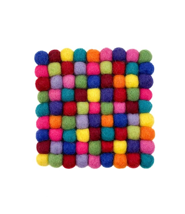 Felt coaster 10x10 cm square multicolour bright (new)