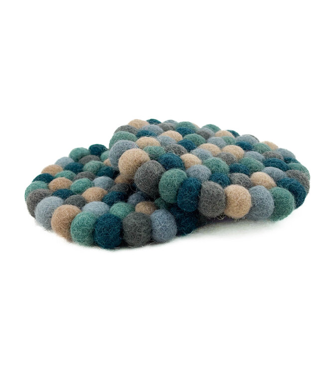 Felt coaster round 9 cm - blue colours