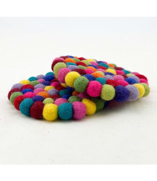 Vilten onderzetter rond multicolour D10 cm - fel