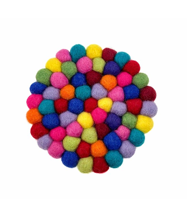 Vilten onderzetter rond multicolour D10 cm - fel