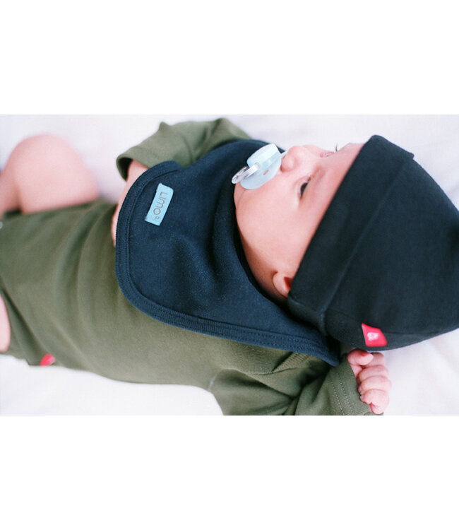 Bib round cotton dark grey 2-6 months