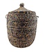 Teranga Straw basket with colourful textile -black - yellow