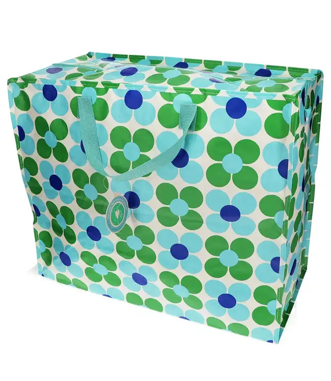 Big storage bag recycled plastic Daisy blue-green 55cm