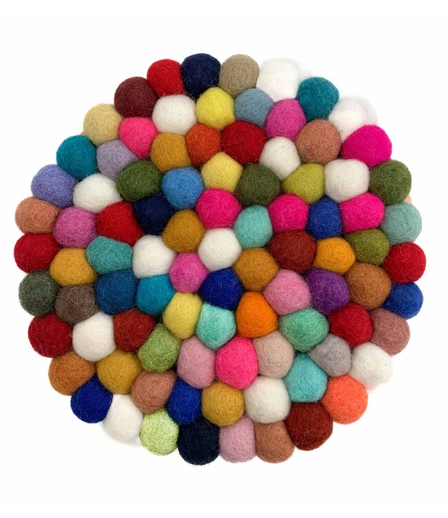 Felt round coaster - multicolour - D20xh2cm
