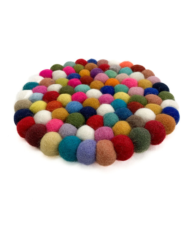 Felt round coaster - multicolour - D20xh2cm