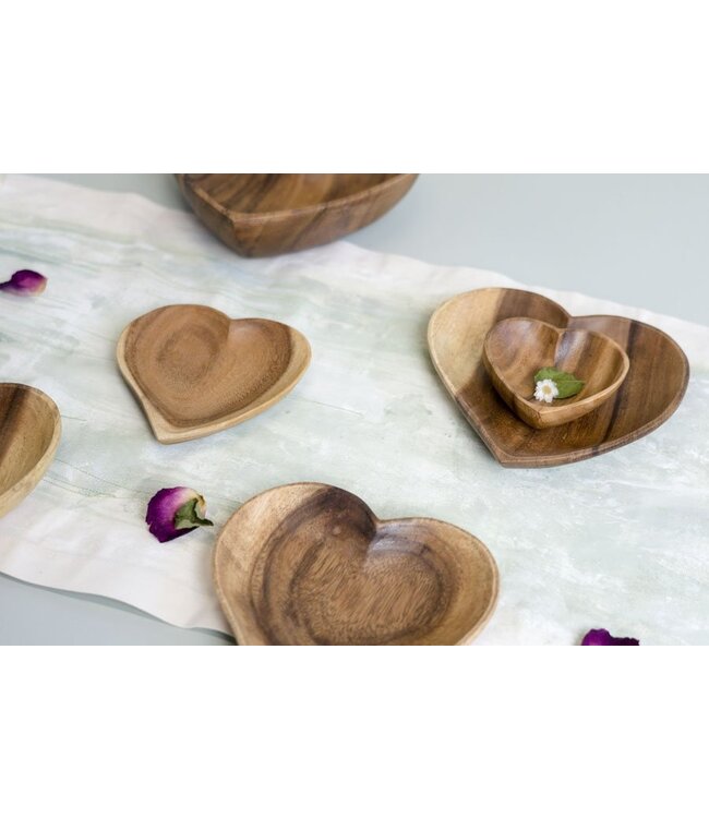 Heart shape wooden rice bowl 10 cm