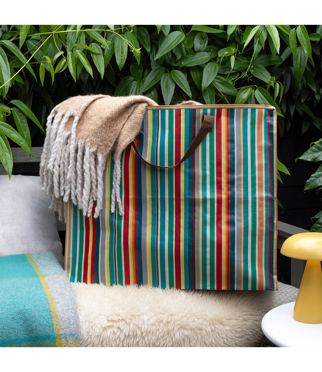Big storage bag recycled plastic - Retro 70's stripes 55cm