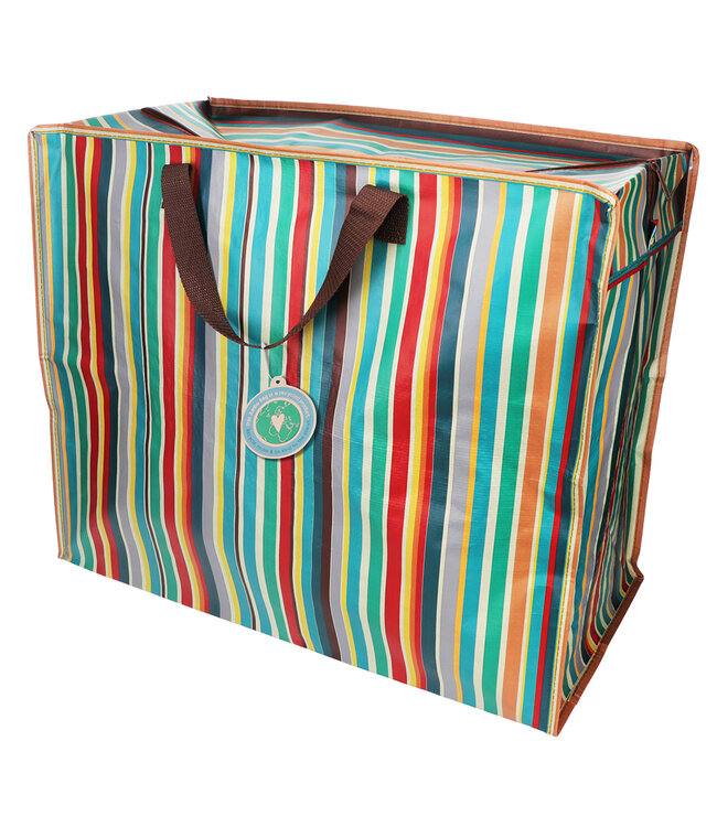 Big storage bag recycled plastic - Retro 70s stripes 55cm - Copy